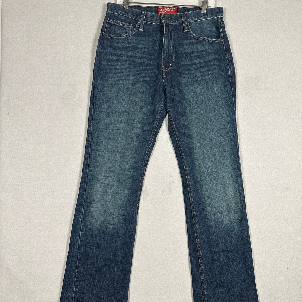 Arizona Jean Co Jeans Mens 32X34 Original Boot Cut Blue Denim Distressed EUC